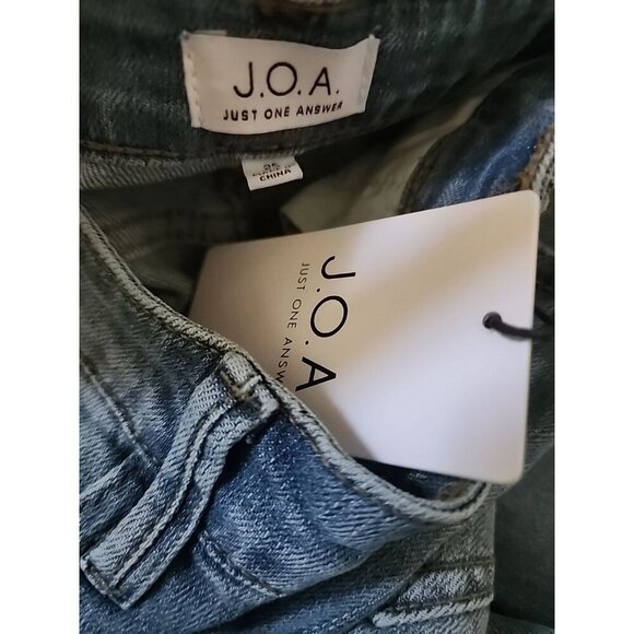 J.O.A. Jeans SZ 25 NWT Blue Denim Raw Hem Cotton Stretch Just One Answer CR50 - Picture 3 of 4